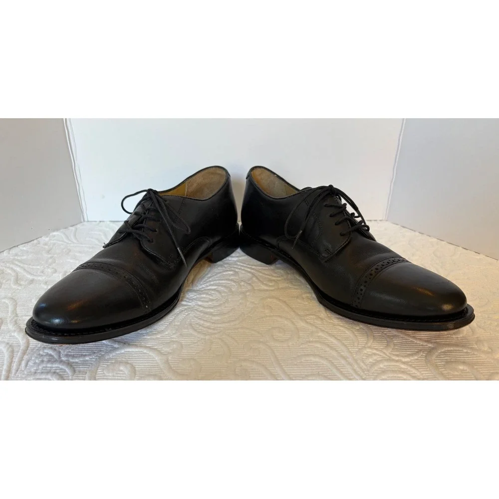 Brooks Brothers 346 Black‎ Leather Cap Toe Oxford Dress Shoes Men's Size 9.5D